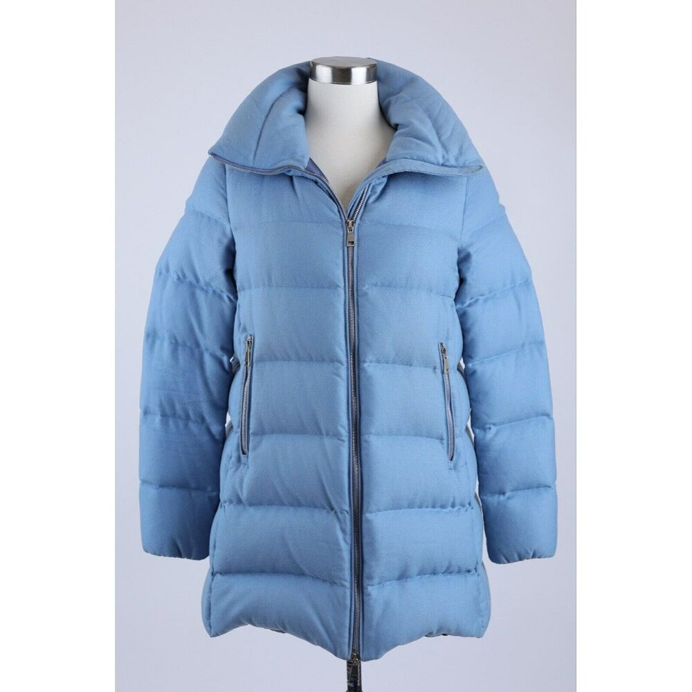 $2,350 Moncler Wool Torcelle Down Coat SZ 2/M Baby Blue NWT